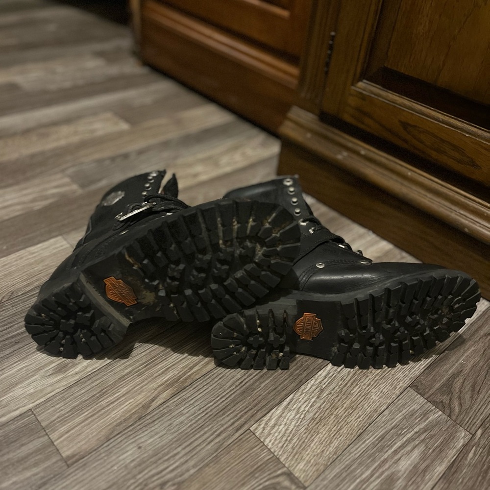 Harley-Davidson Black Leather Studded Ankle Boots